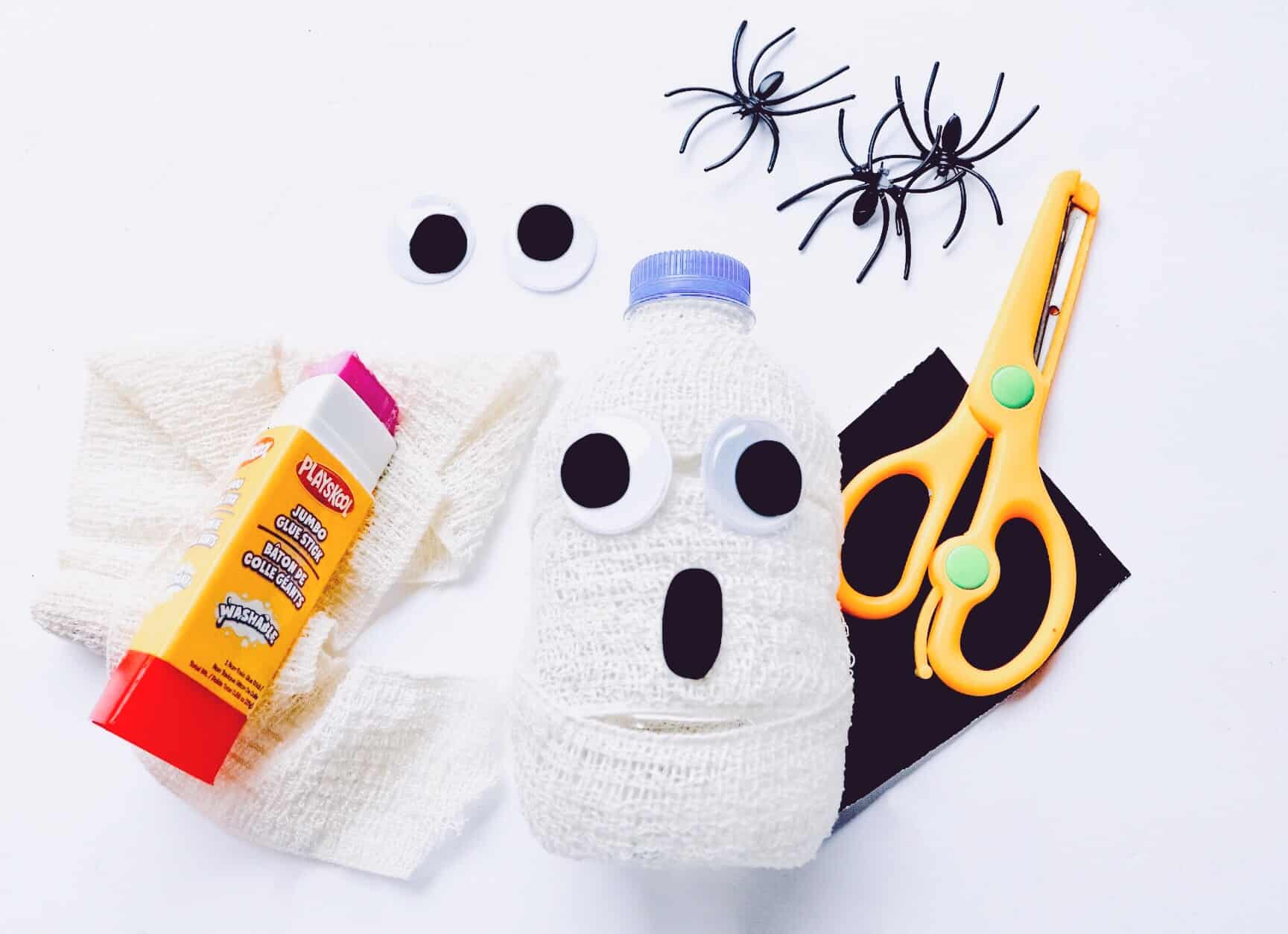 Mummy water bottle directions- attach eyes
