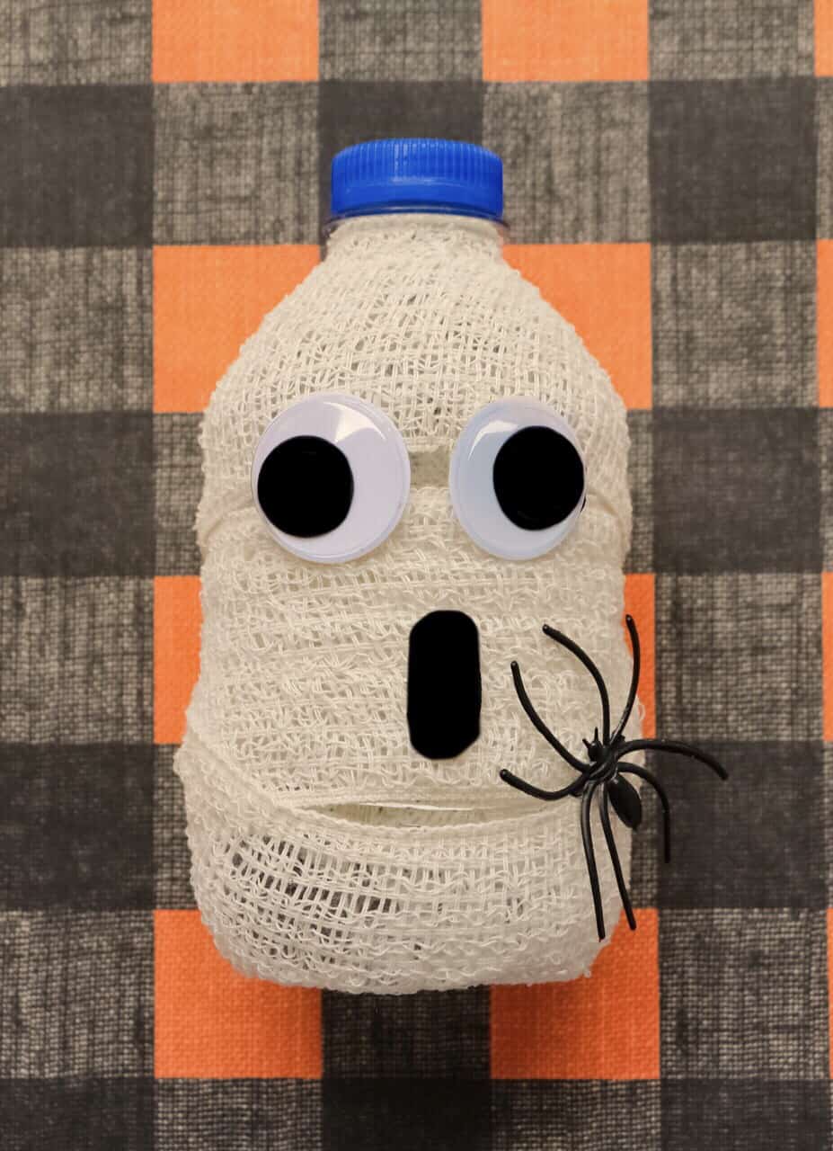Mummy water bottle craft for halloween