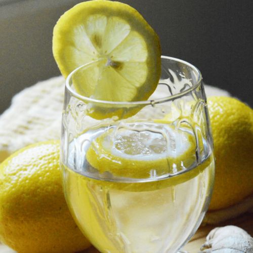 cup of cold water with lemon and ginger
