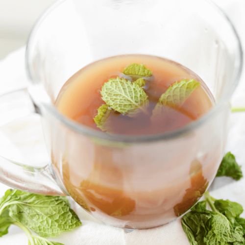 cup of chocolate mint hot tea