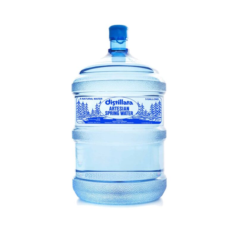 Distillata artesian spring water in a 5-gallon reusable water bottle