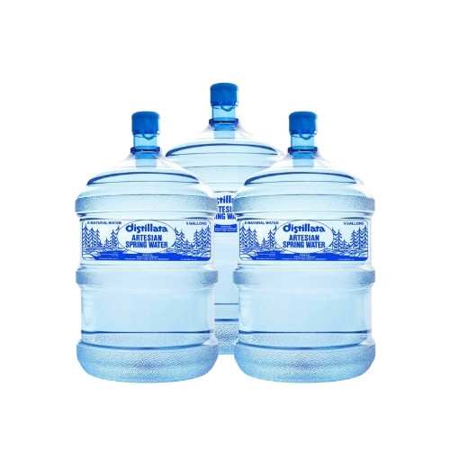three 5-gallon water bottles