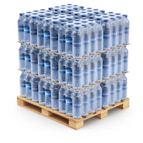 pallet of water bottles
