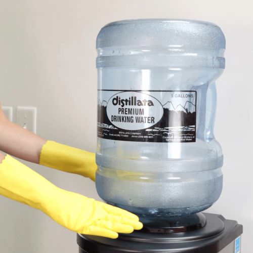removing empty bottle to clean a water cooler