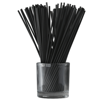 plastic coffee stirrers in clear holder