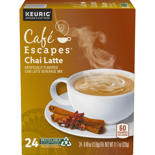 cafe escapes chai latte kcups box of 24