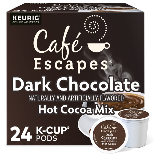 cafe escapes dark chocolate hot cocoa kcups box of 24