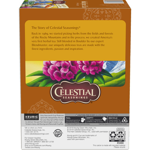 celestial seasoning india spice chai tea kcups box side