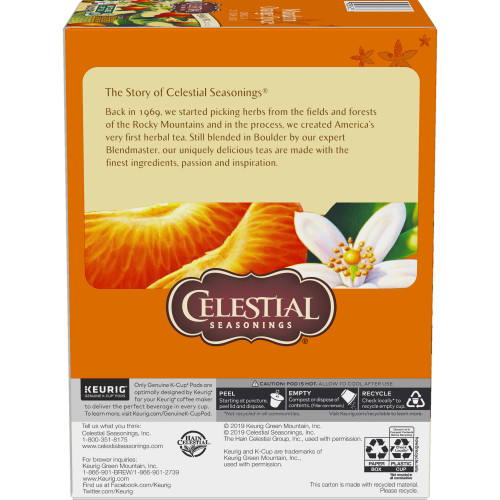 celestial seasonings mandarin orange spice kcup tea box side