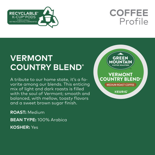 Green Mountain Vermont Country Blend kcups description