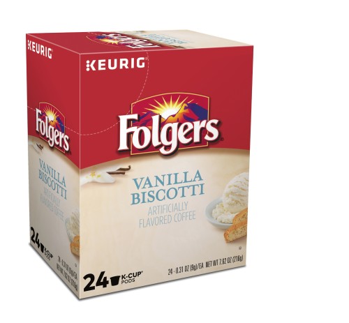 folgers vanilla biscotti kcups box of 24 side angle