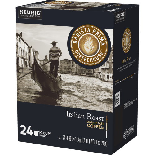 tullys italian roast kcups box of 24 angled view
