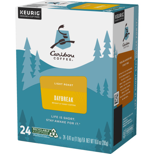 caribou coffee daybreak kcups box of 24 side angle