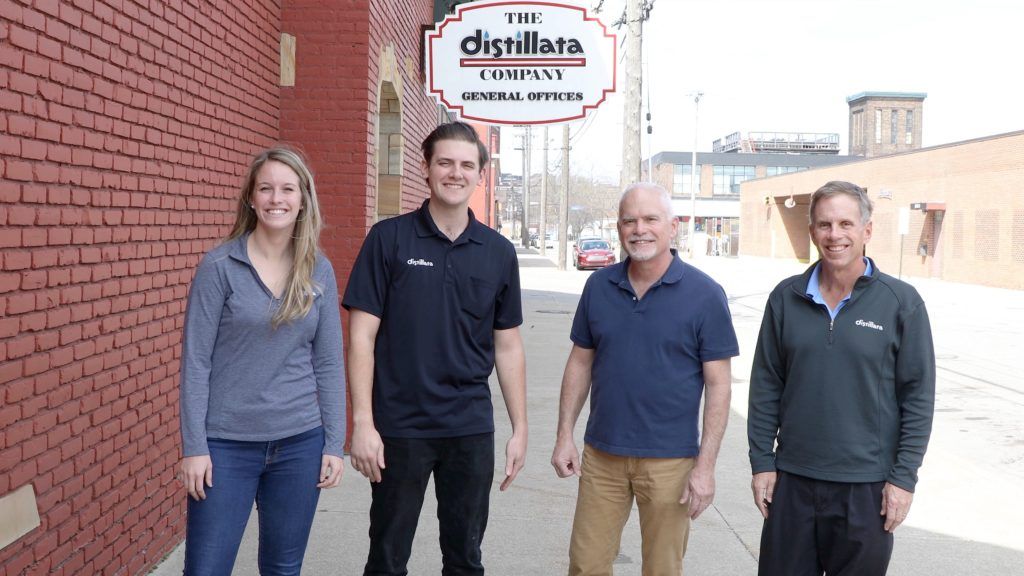 distillata family and sign at headquarters