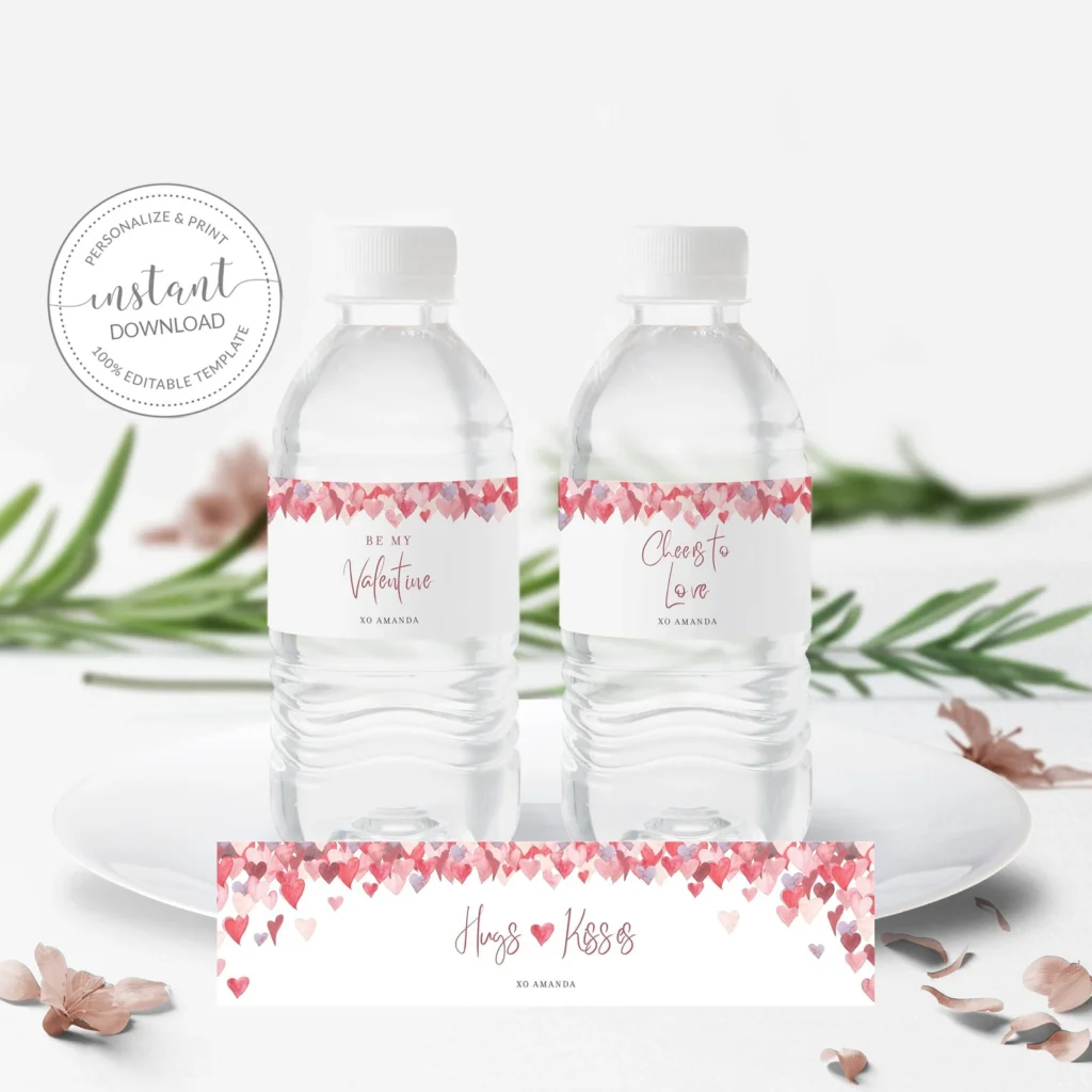 minimalist valentines day water bottle wraps