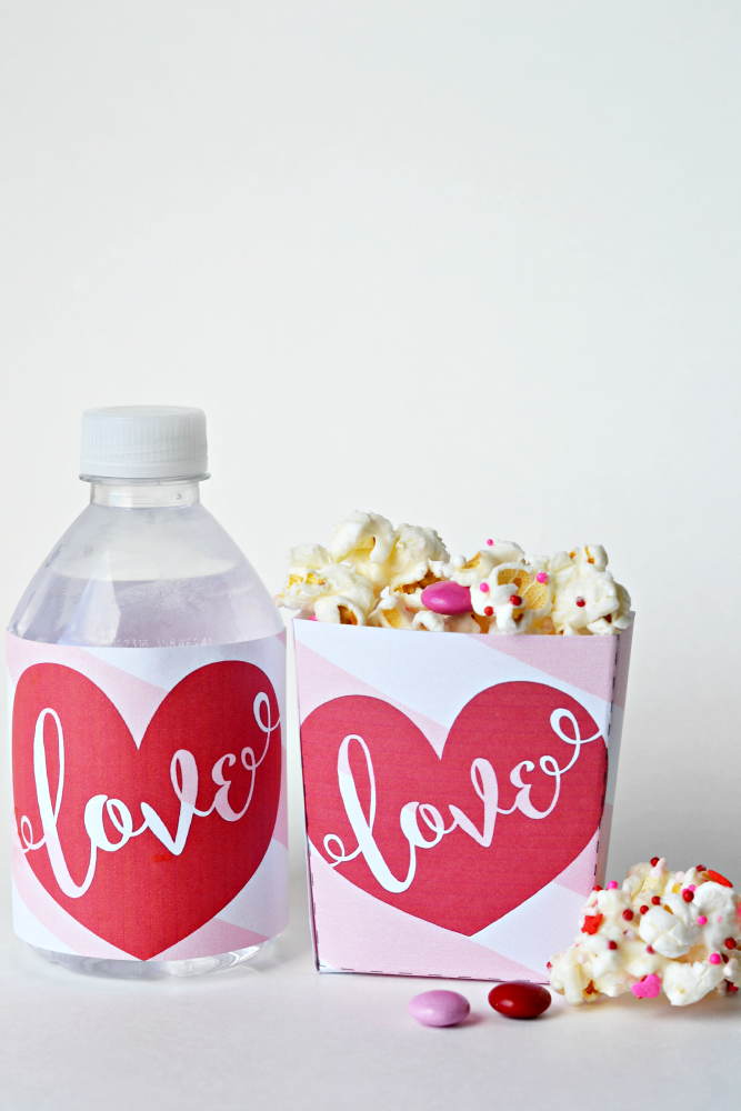 printable water bottle wrap and popcorn holder