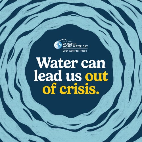 World Water Day graphic that reads, "Water can lead us out of crisis."